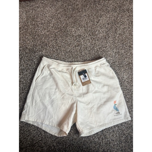 The North Face Fleece Shorts XXL‎ Cream Womens Earth Day Reconnect With Nature - Picture 1 of 8